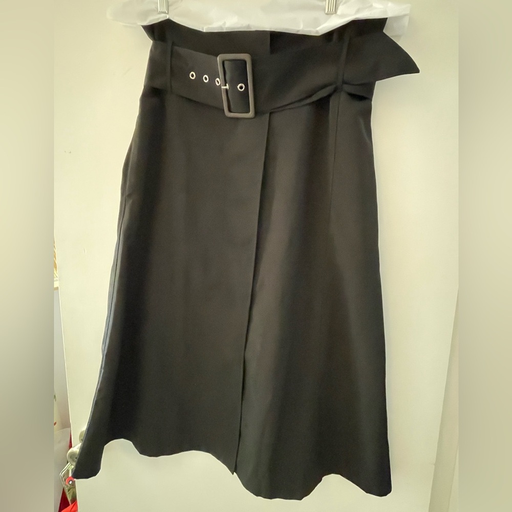 Vintage Black Belted Skirt, Lg